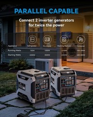 6500W Dual Fuel Inverter Generator, Remote & Electric Start, Quiet Portable