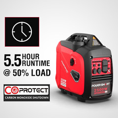 2500-Watt Portable Inverter Generator with Quiet Technology and CO Protect