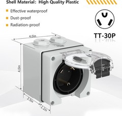 STARELO 30 Amp Generator Power Inlet Box NEMA TT-30P,125Volt, Outdoor…