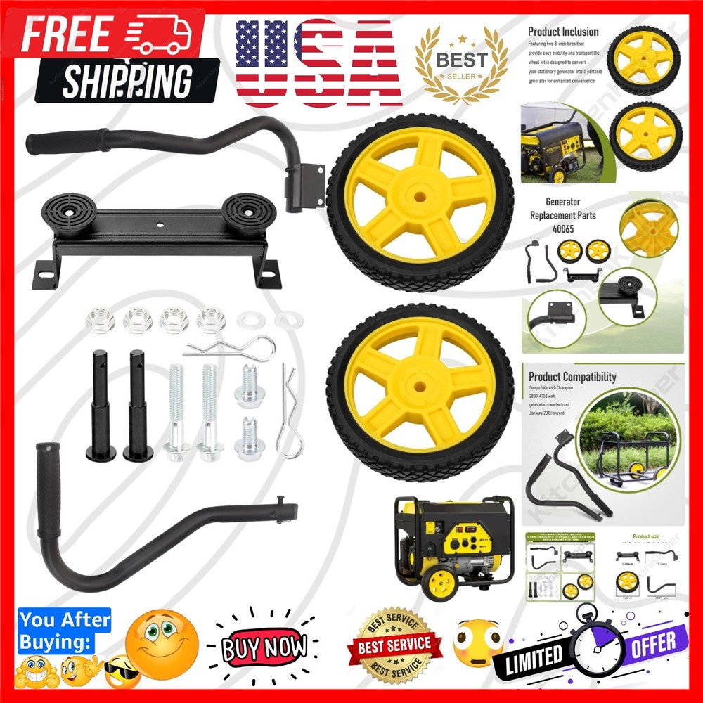 Generator Wheel Kit for Champion 2800-4750-Watt Generators with Folding Handl…