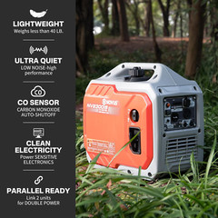 2300-Watt Portable Inverter Generator with CO Sensor, Gas Powered, RV Ready, Qui