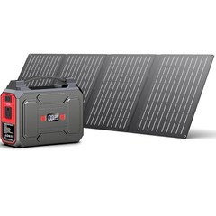 Solar Powered Generator 200W Peak/100W Rated, Portable Solar Black & Red
