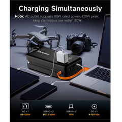 Estación energía portátil 99.9Wh AC USB-C 60W batería camping emergencia negra