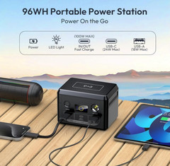 Estación de Energía Portátil 100W 96Wh LiFePO4 USB-C para Camping y Emergencias