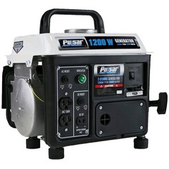Portable Gas Generator, 1200W, Black/White