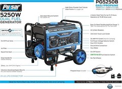 Pulsar PG5250B 5,250-W Portable RV Ready Hybrid Dual Fuel Gas Powered Generator