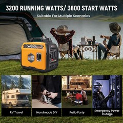 3800W Portable Inverter Generator Gas Powered Quiet for Camping RV Travel
