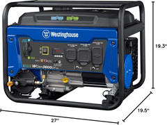 Westinghouse 4650 Peak Watt Dual Fuel Portable Generator, RV Ready 30A Outlet, G