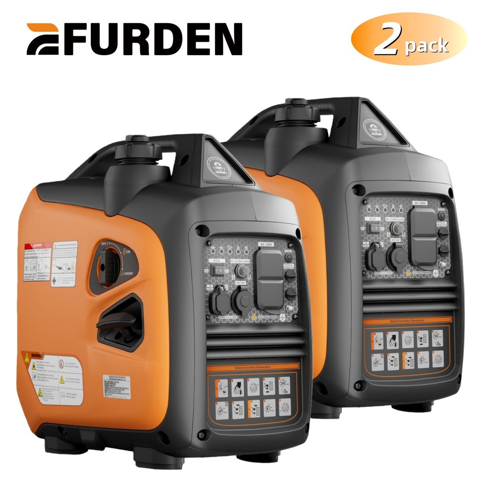 Efurden Portable Inverter Generator Gas Quiet Pure Sine Wave 2500W×2-Pack Set