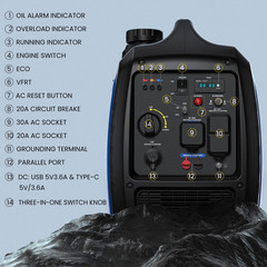 3500W Portable Inverter Generator, Dual Fuel Super Quiet Generator, Eco-Mode Fea