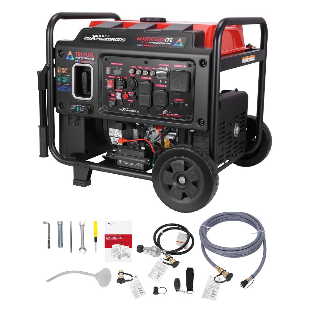 10500W 120/240V Inverter Generator Tri-Fuel with Electric Start for Home Backup