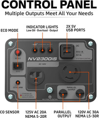NOVUS 2300-Watt Portable Inverter Generator with CO Sensor, Gas Powered, RV Read