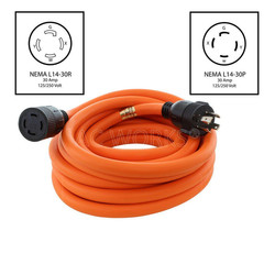 50 Ft. 10/4 30A 125 / 250-Volt STW Indoor/Outdoor L14-30 Generator Extension Cor