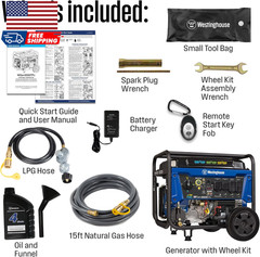 Westinghouse 12500 Peak Watt Tri-Fuel Home Backup Portable Generator Remote