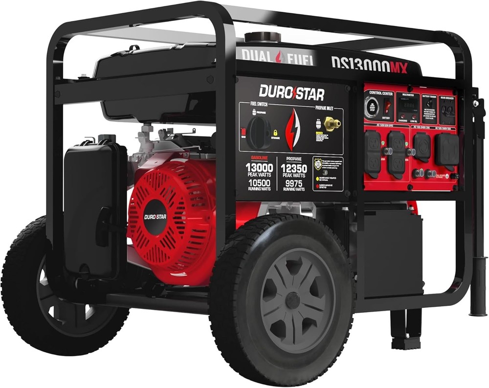 DuroStar DS13000MX 13,000W/10,500W Dual Fuel Portable Generator w/ CO Alert