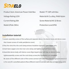 STARELO 30 Amp Generator Power Inlet Box NEMA TT-30P,125Volt, Outdoor…