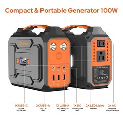 Portable Power Station with Foldable 40W Solar Panel, 100W Black Gray