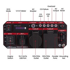 4800W Gasoline Inverter Generator Co Alert Household Home Backup