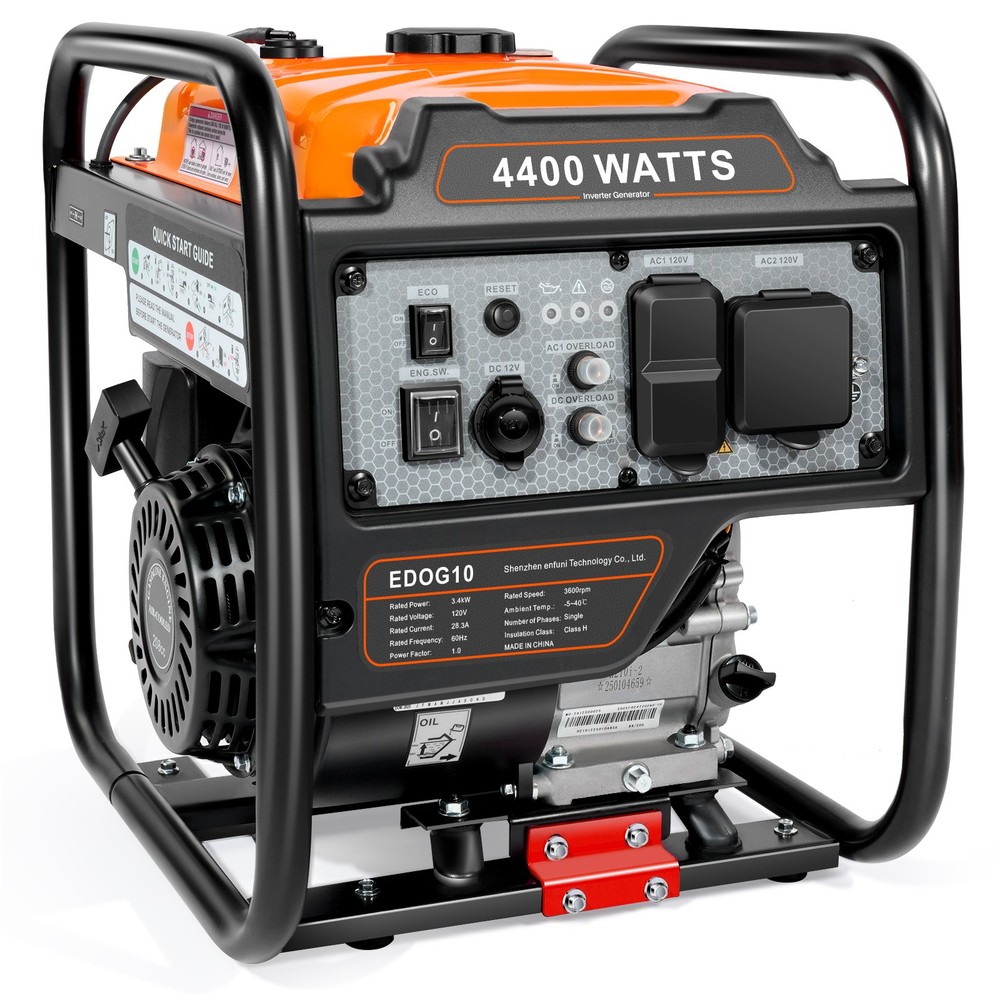 Inverter Generator Gas Powered 4400W 30A Outlet Home Backup Construction Blue