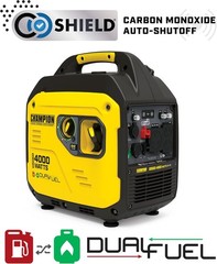 Champion 4,000W Super Quiet Portable Dual Fuel Gas Inverter Generator, CO Sensor