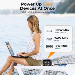 powkey Laptop Power Station 100W Portable Charger PD 3.0 100W, Black Orange