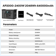 CTOLITY AP2000 2400W Portable Power Station 2048Wh LiFePO4 Solar Generator