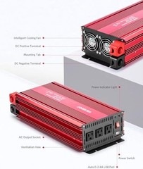 3000 Watts Power Inverter – vansoet 12V dc to 110/120V ac Car 3000W Red