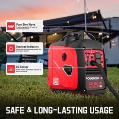 2500W Portable Inverter Gas Generator, CO Detect Super Quiet Low Oil Shutdown