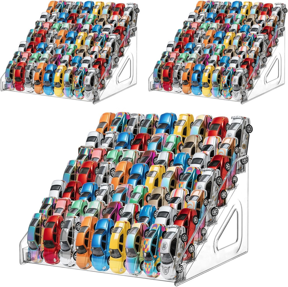 3 Pack 7-Tier Toy Cars Display Shelf for Hot Wheels Display Case Storage Organiz