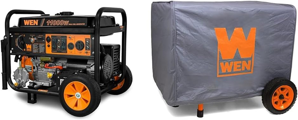 11,000-Watt Dual Fuel Generator Bundle with Wheel Kit, Electric Start, Weatherpr