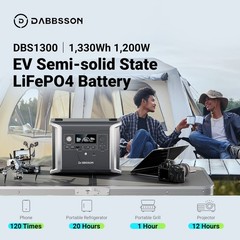 Dabbsson 1200W 1330Wh Power Station Camping with 2x Folding Solar Panel 210W