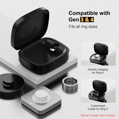 Wireless Charging Case for Oura Ring Gen 4 & 3 Charger, 1000mAh Portable