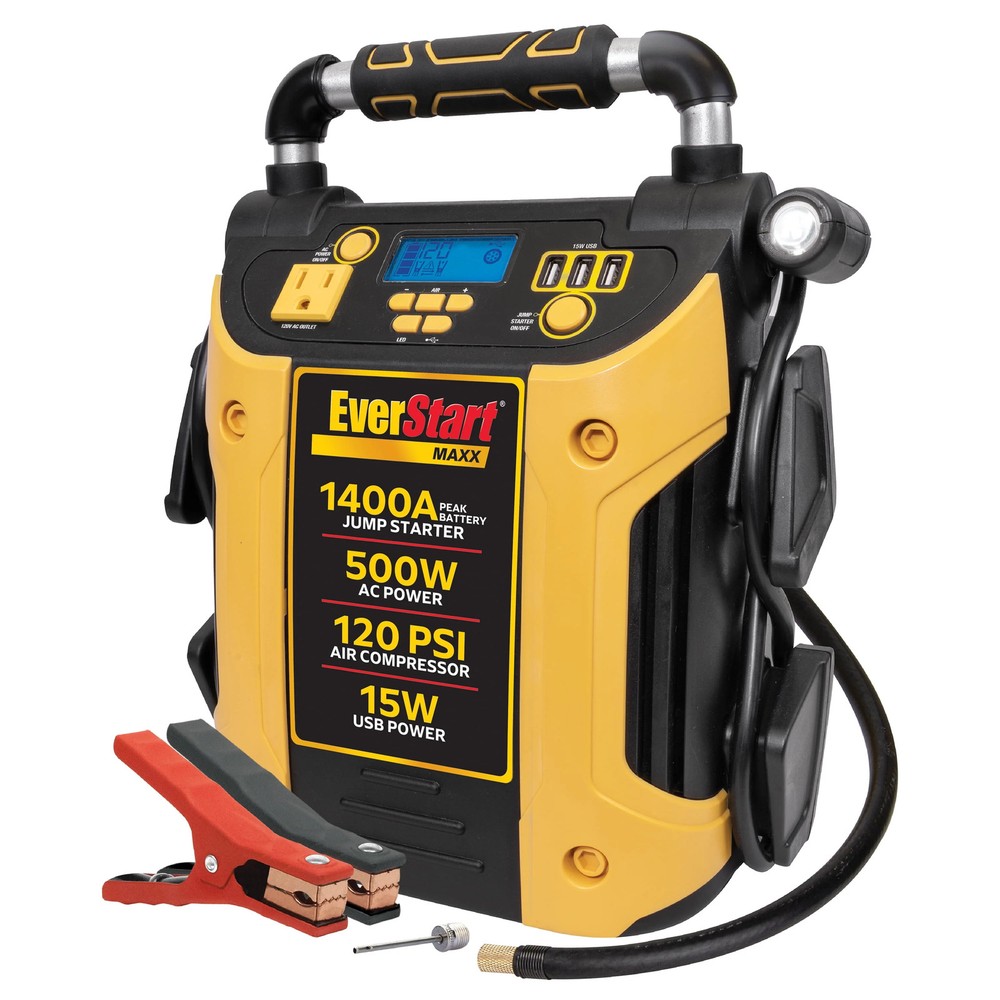 J5CPDE Jump Starter Power Station 1400 Peak Amps 500W Inverter 120 PSI