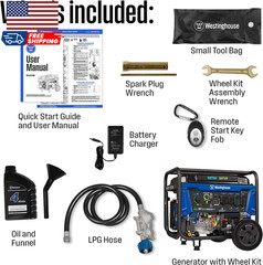 Westinghouse 12500 Watt Dual Fuel Home Backup Portable Generator Remote Electric