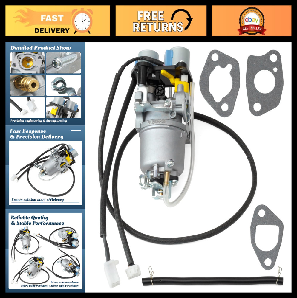 Carburetor Replacement for Predator 5000W Dual Fuel Inverter Generator – Gaskets