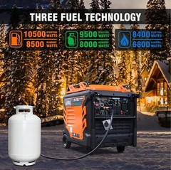 GENMAX 10,500-W Portable Tri Fuel Inverter Generator w/ Remote Start, CO Sensor