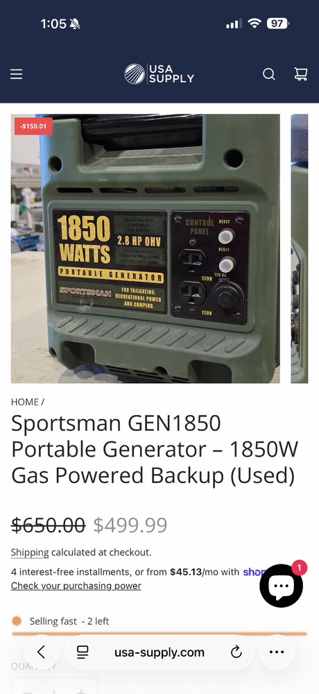 Sportsman Gen1850 Portable Generator