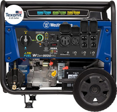 12500 Peak Watt Tri-Fuel Home Backup Portable Generator, Remote Electric Start,