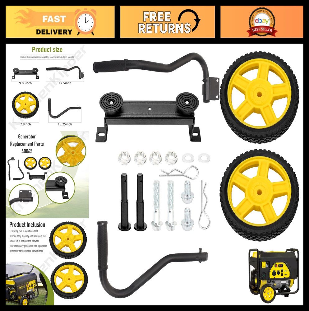 Generator Wheel Kit for 2800-4750W Generators – Folding Handle, Never-Flat Tires