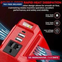 200W Power Inverter for Milwaukee, DC 20V to AC 110V Inverter, Portable