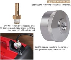 Extended Run Fuel Gas Cap black For Honda Generator EU2000 EU3000i 1/4″NPT Line
