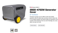 Genuine OEM Champion Power Equipment C90011 Generator Cover Gray New 25x23x20
