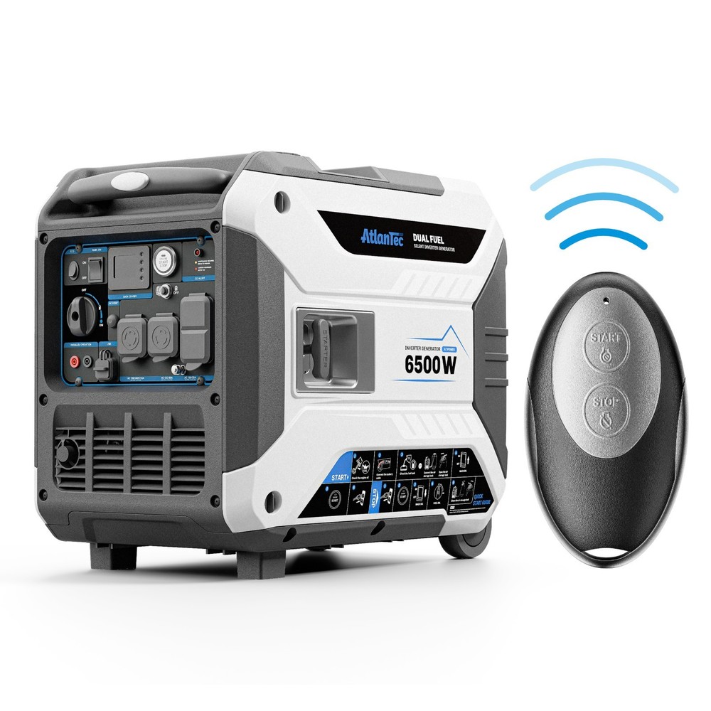 6500W Dual Fuel Inverter Generator, Remote & Electric Start, Quiet Portable