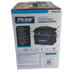 Pulsar 500 Watt Portable Power Station PPS500 Wall Or Solar Compatible Charging