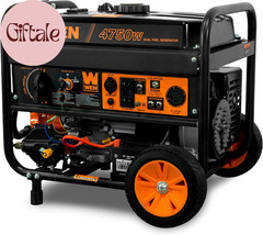 WEN 4750W Dual Fuel Portable Generator Electric Start Wheel Kit 120V 240V