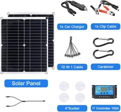 12V Solar Kit with 100A Controller & Cable – For Home/RVs/Outdoor Lights/Boats