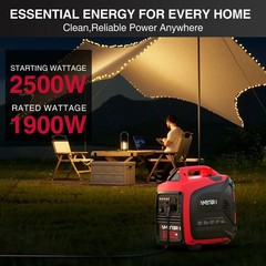 Amerisun Inverter Gas Generator, 2500W, Gas Powered, 5.5H Runtime, CO Sensor