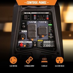 3000/2300-Watt Genmax Gas-Powered Portable Inverter Generator With CO Sensor