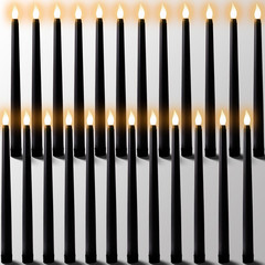 24Pcs Halloween Black Flameless Taper Candles – Battery Operated 2 AAA Long Deco