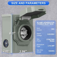 30 Amp Generator Inlet Box, NEMA L14-30P Power Box for L14-30P, blue